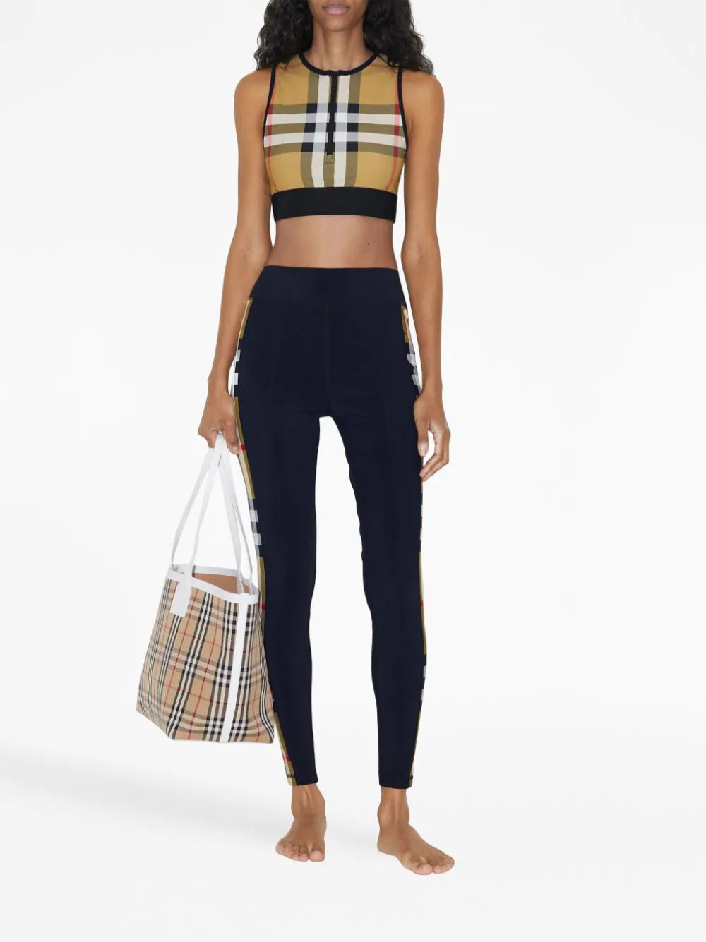 Burberry Zip Detail Check Bra Top