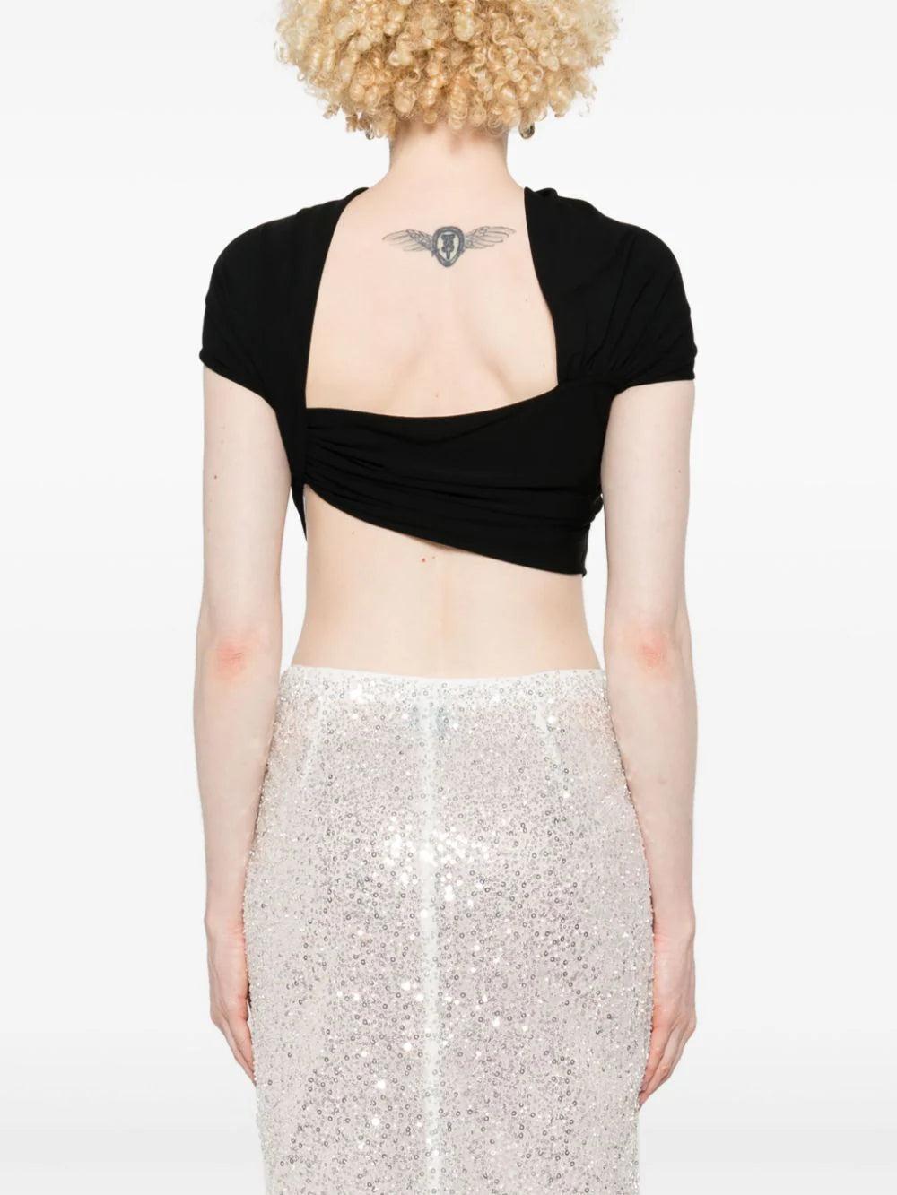 CASABLANCA Crepe Draped Crop Top