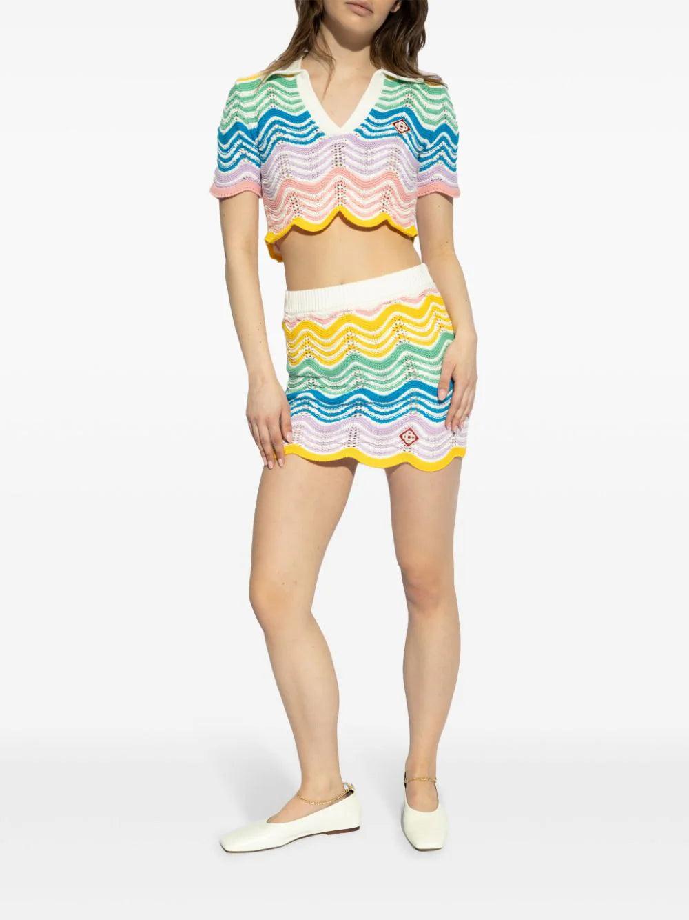 CASABLANCA Gradient Wave Crochet Skirt