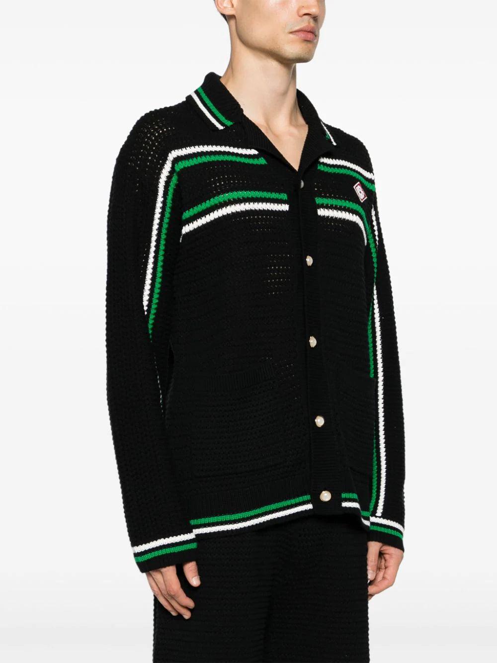CASABLANCA Striped Crochet-effect Cardigan