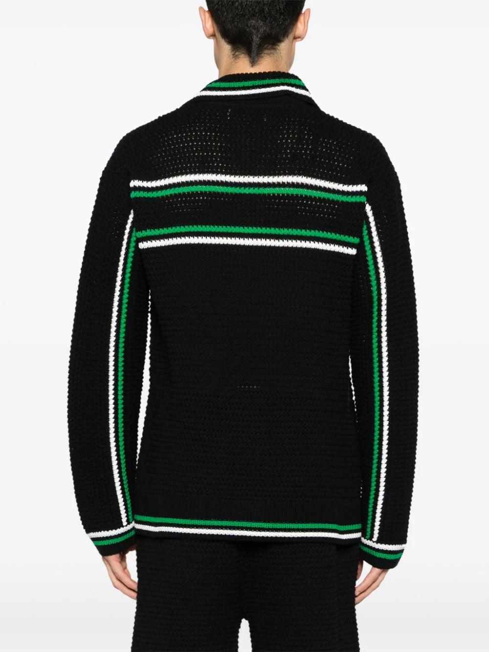CASABLANCA Striped Crochet-effect Cardigan