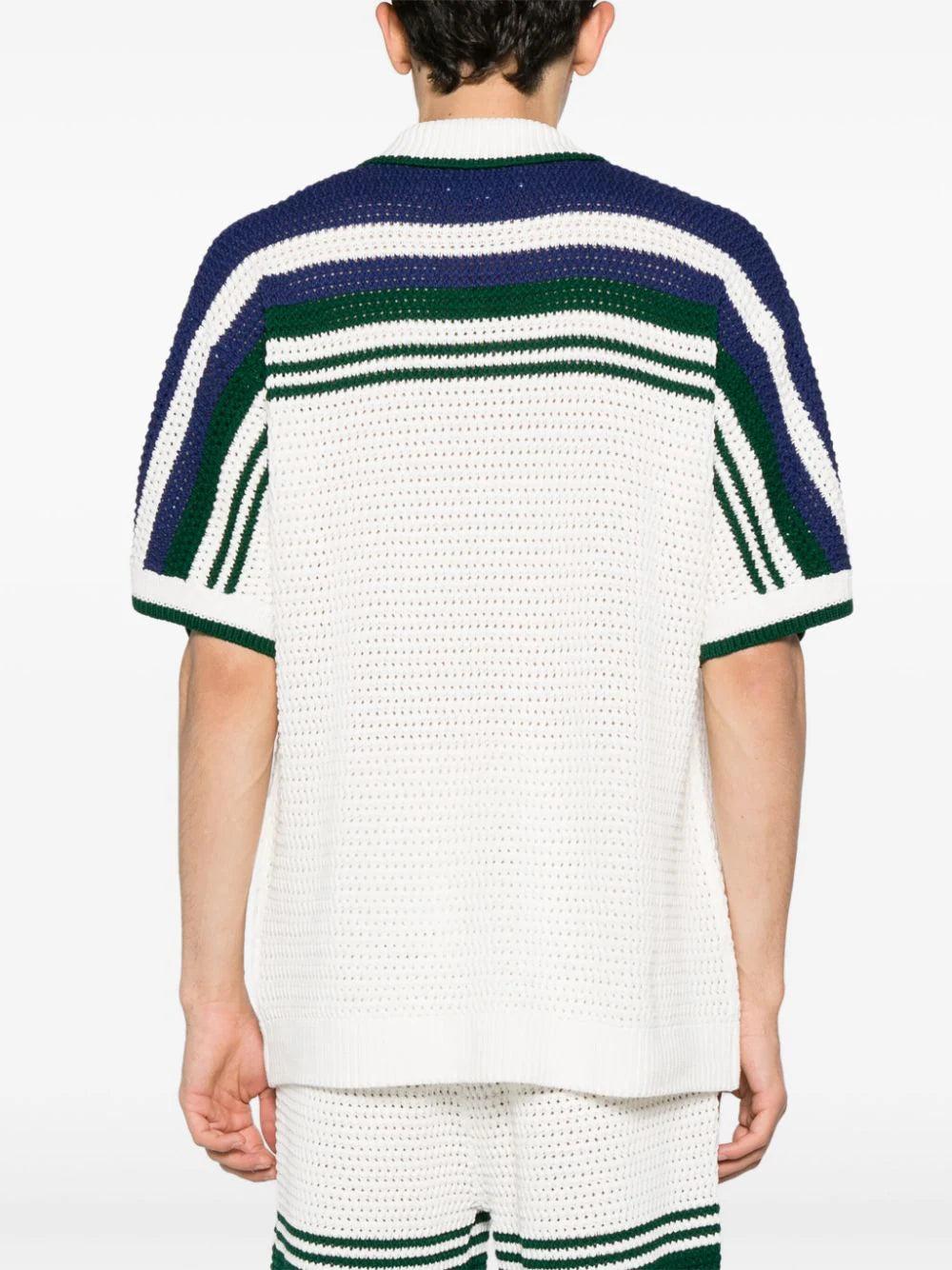 CASABLANCA Striped Crochet-knit Shirt