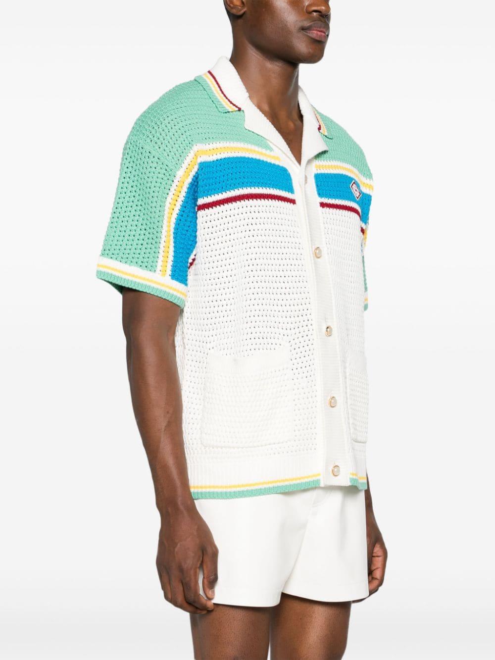 CASABLANCA Striped Crochet-knit Shirt