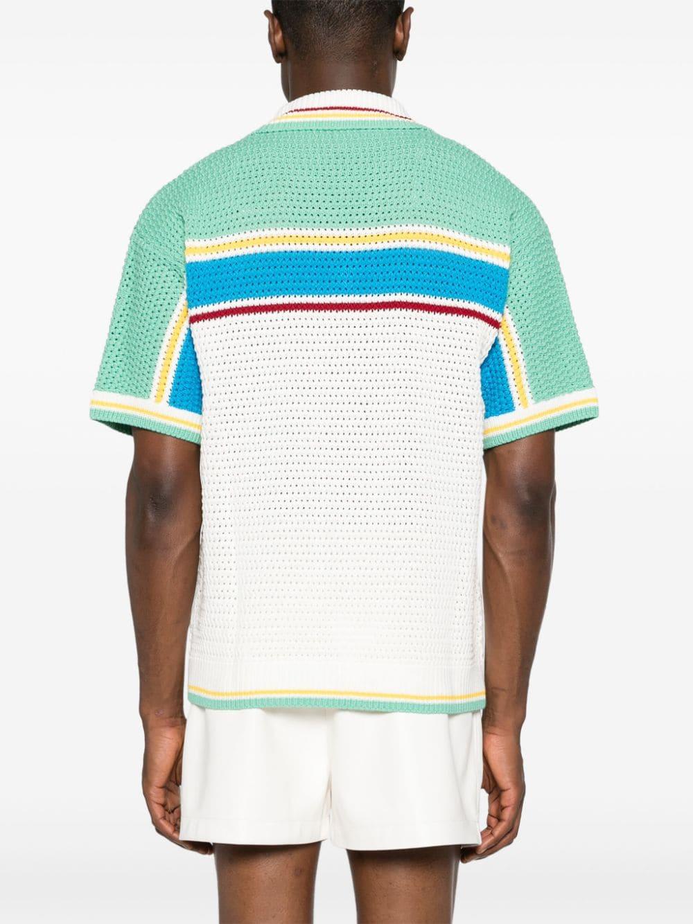 CASABLANCA Striped Crochet-knit Shirt