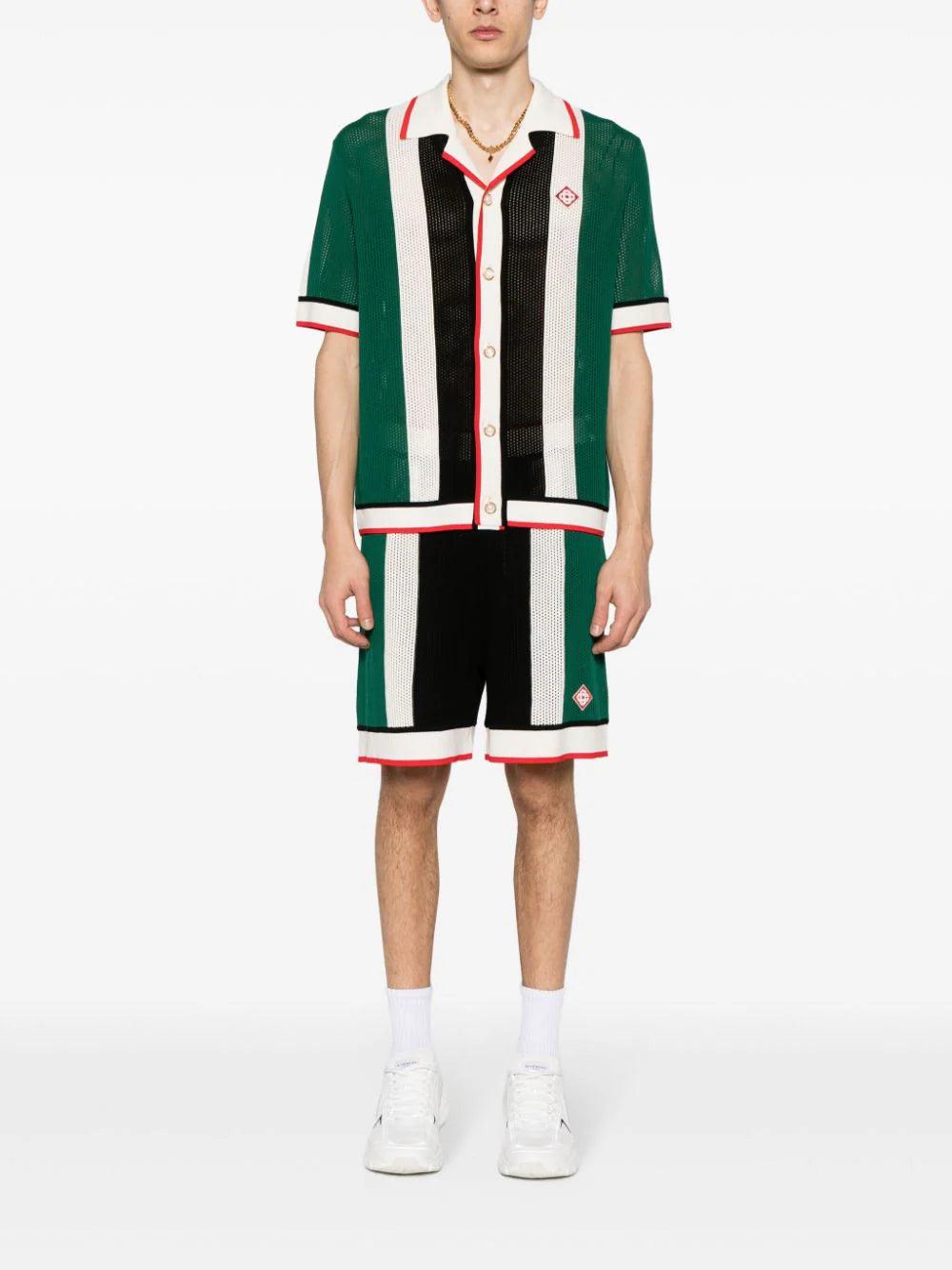 CASABLANCA Striped Knitted Mesh Shirt
