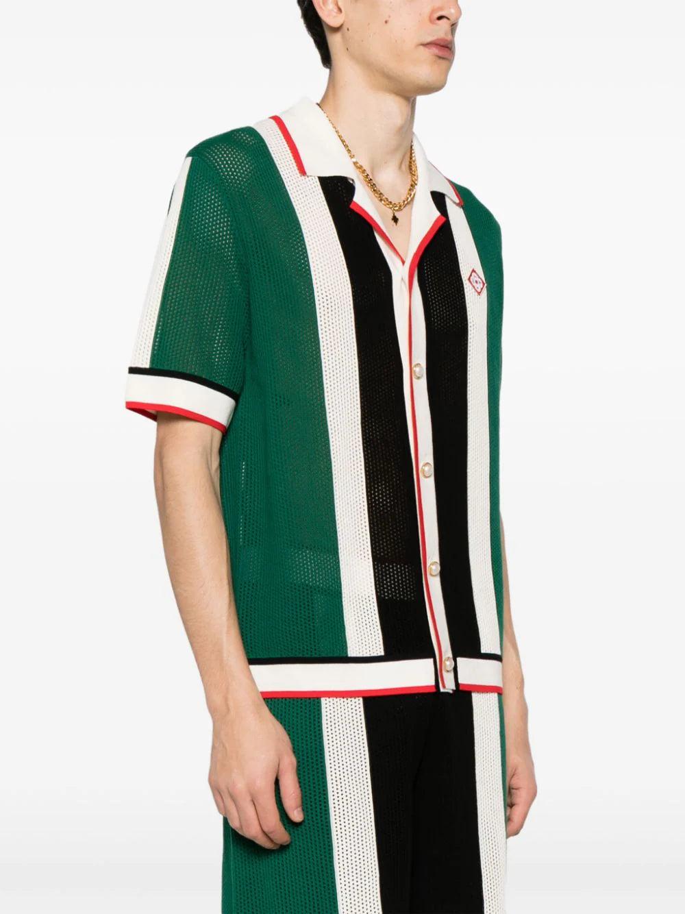 CASABLANCA Striped Knitted Mesh Shirt