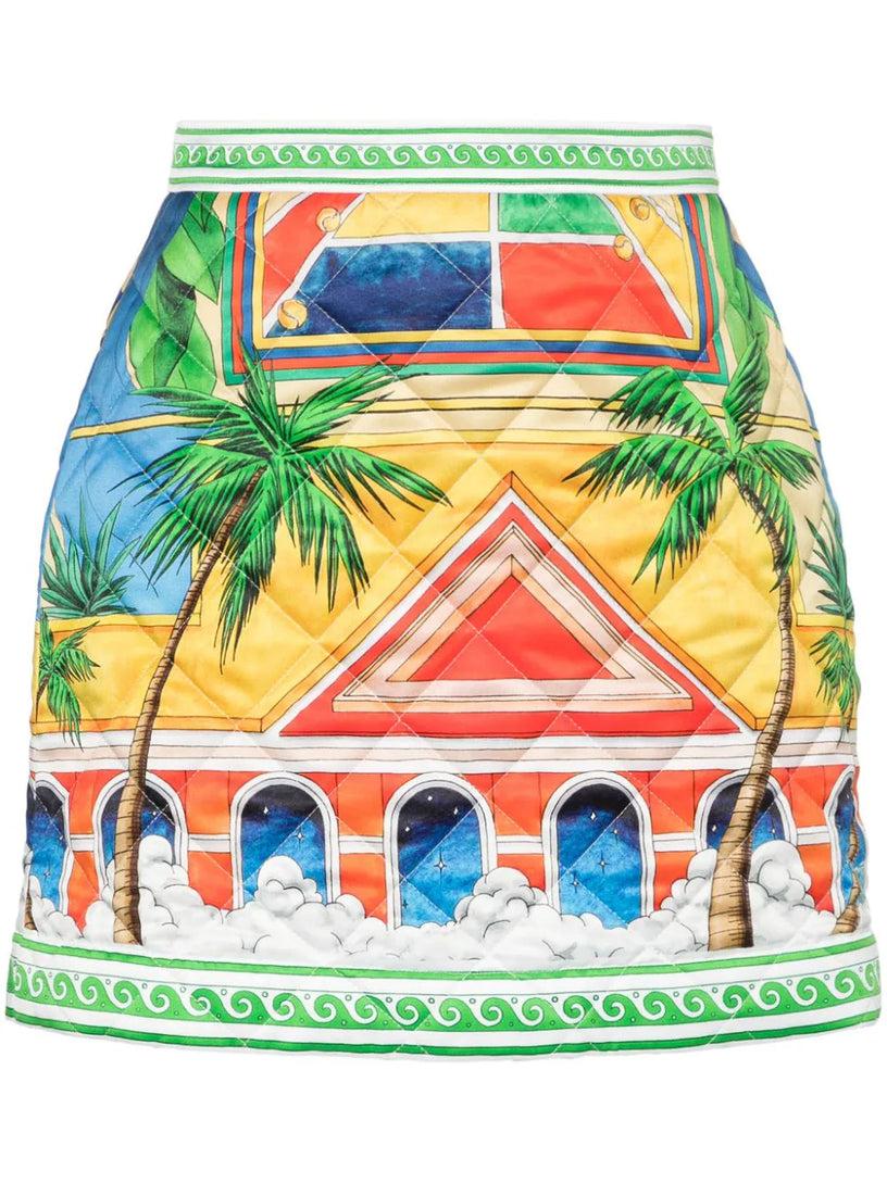 CASABLANCA Triomphe d'orange quilted mini skirt
