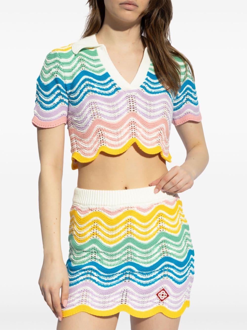 CASABLANCA Wave Crochet Crop Top