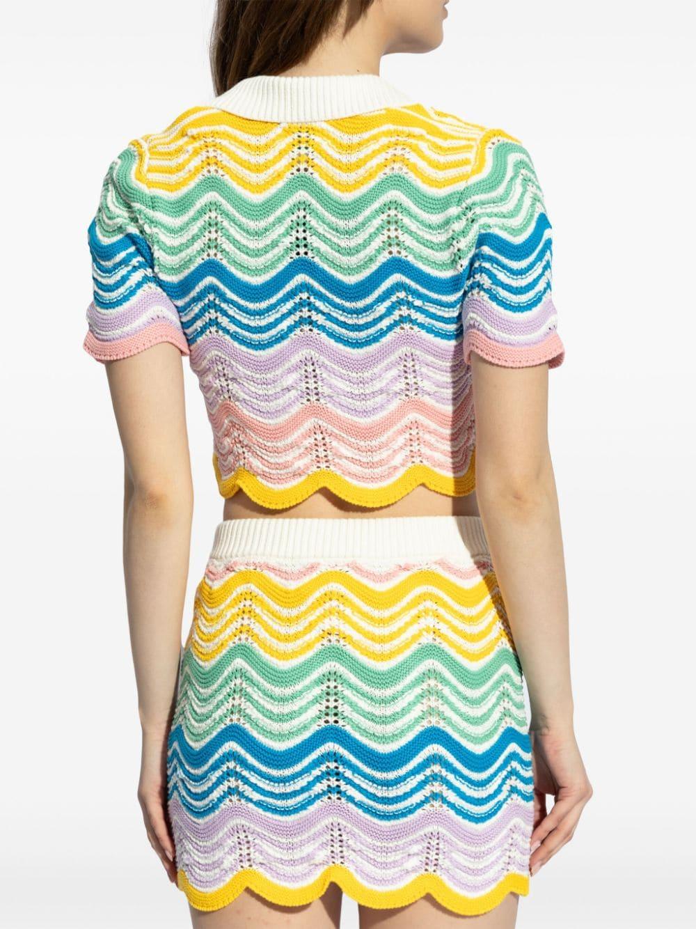 CASABLANCA Wave Crochet Crop Top