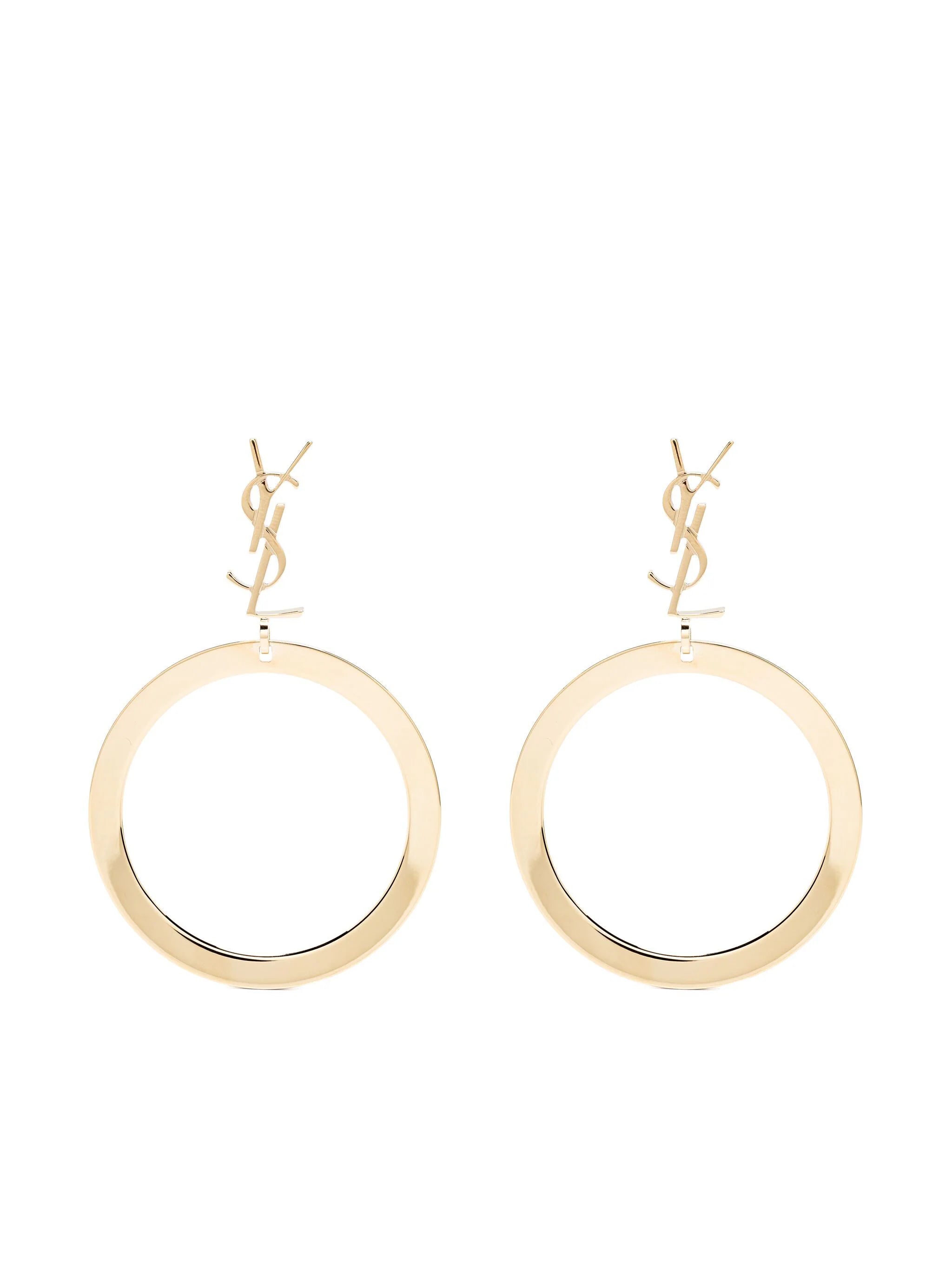 Saint Laurent Cassandre Earrings With Metal Circle Pendant