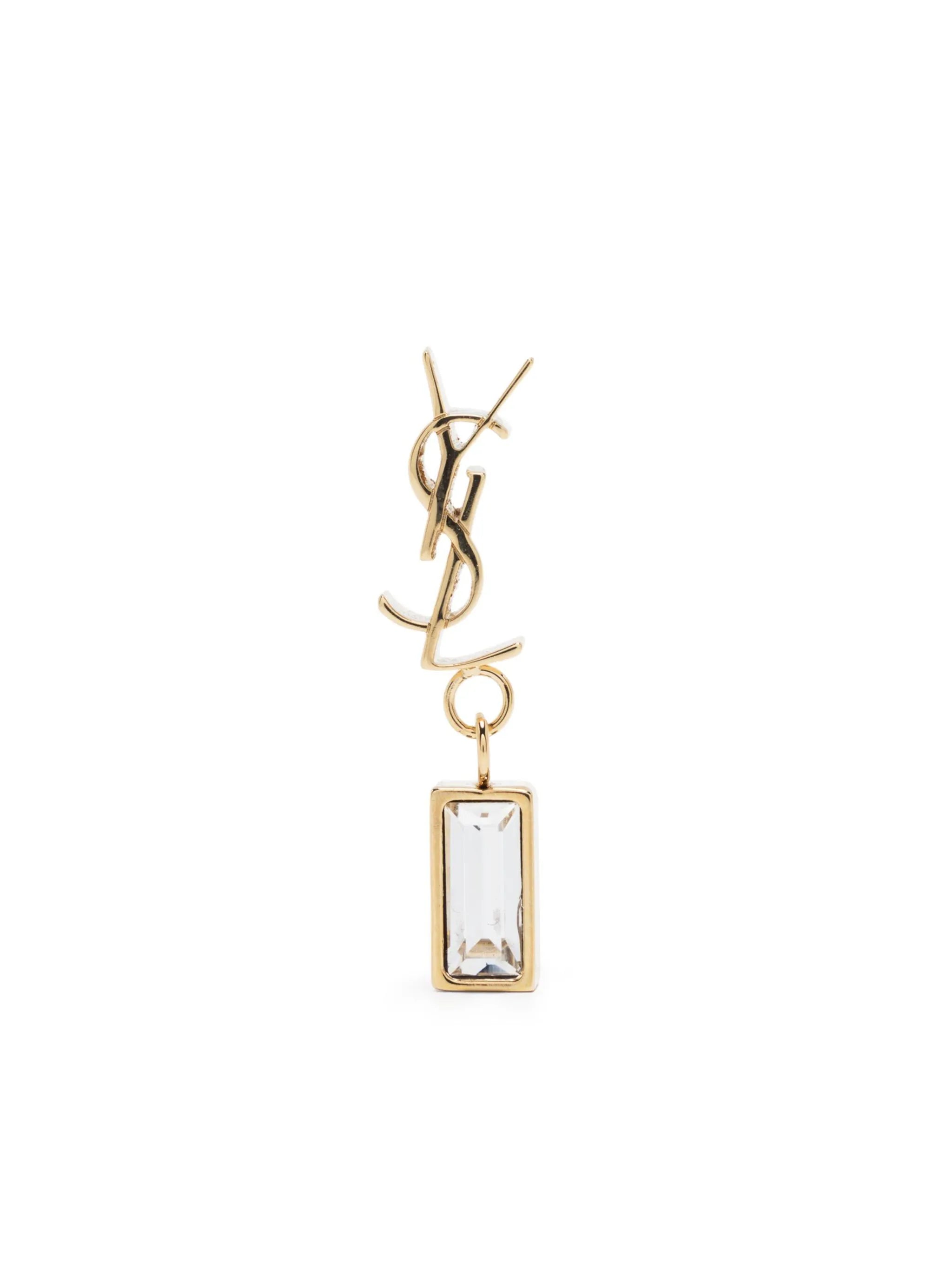Saint Laurent Cassandre Single Earring In Metal And Rhinestones