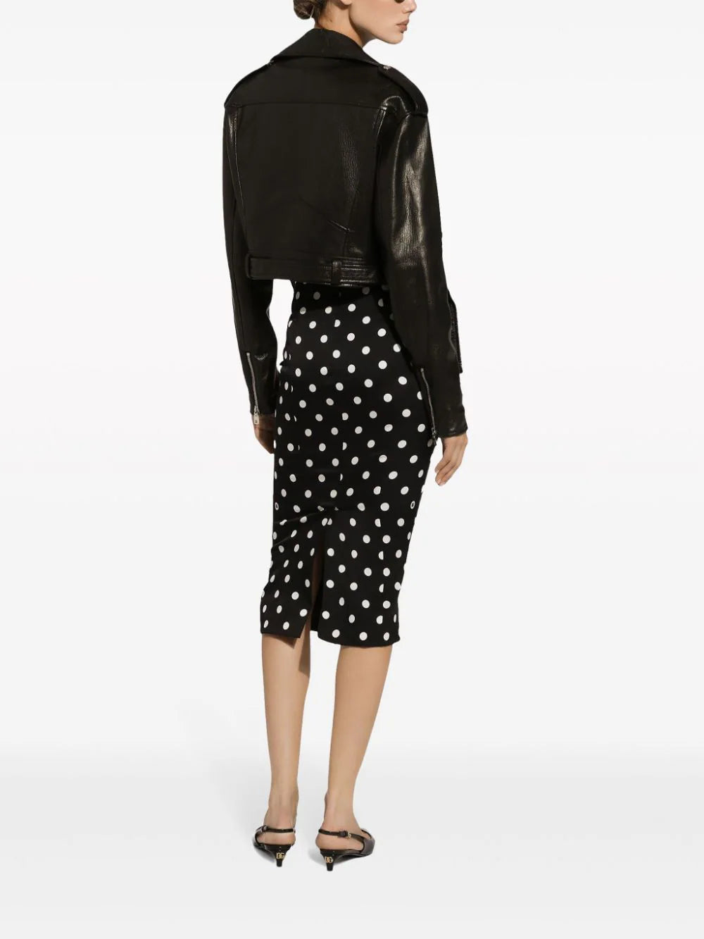 Dolce & Gabbana Charmeuse Calf-length Pencil Skirt With Polka-dot Print