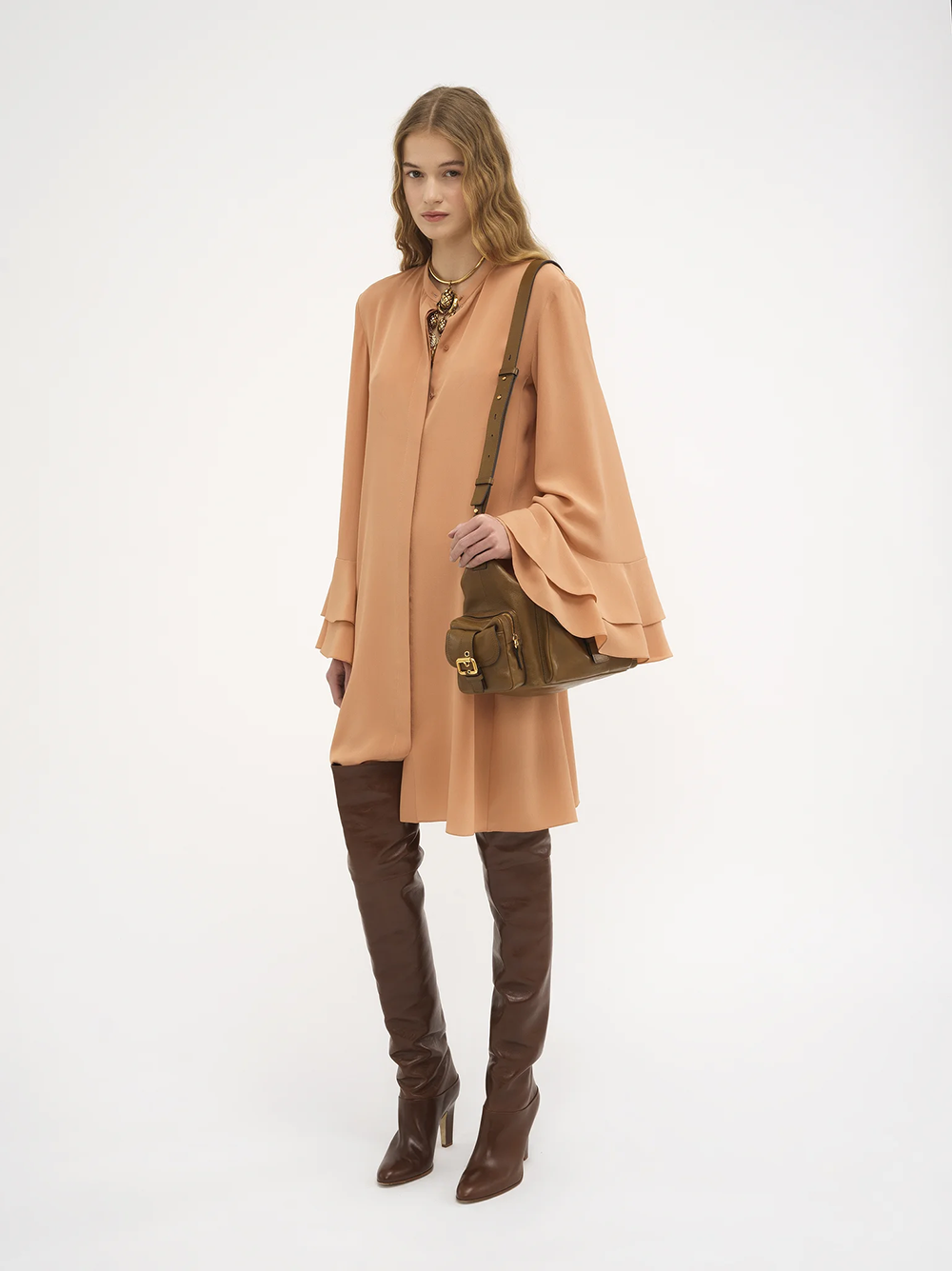 Chloé Fluid Short Dress In Organic Crêpe De Chine