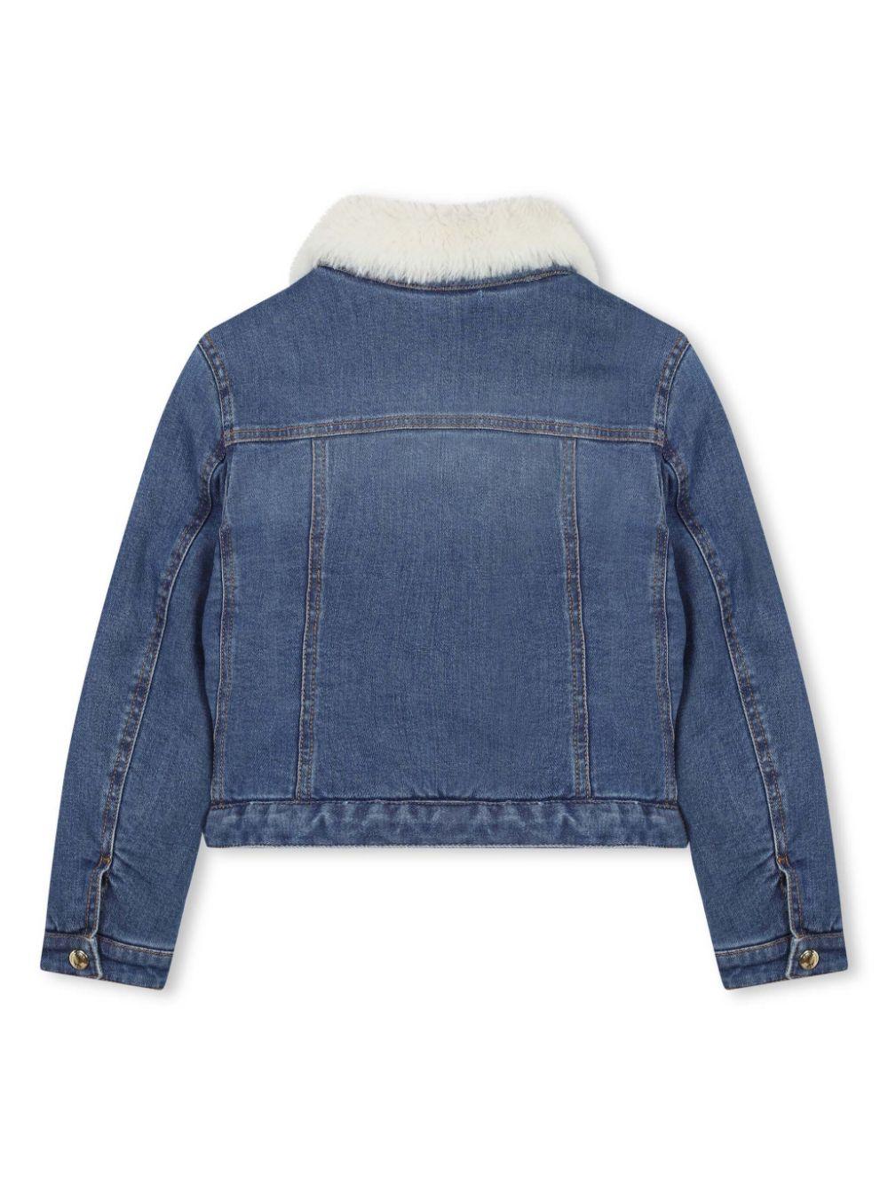 Chloé Kids Denim Jacket With Faux Fur Collar