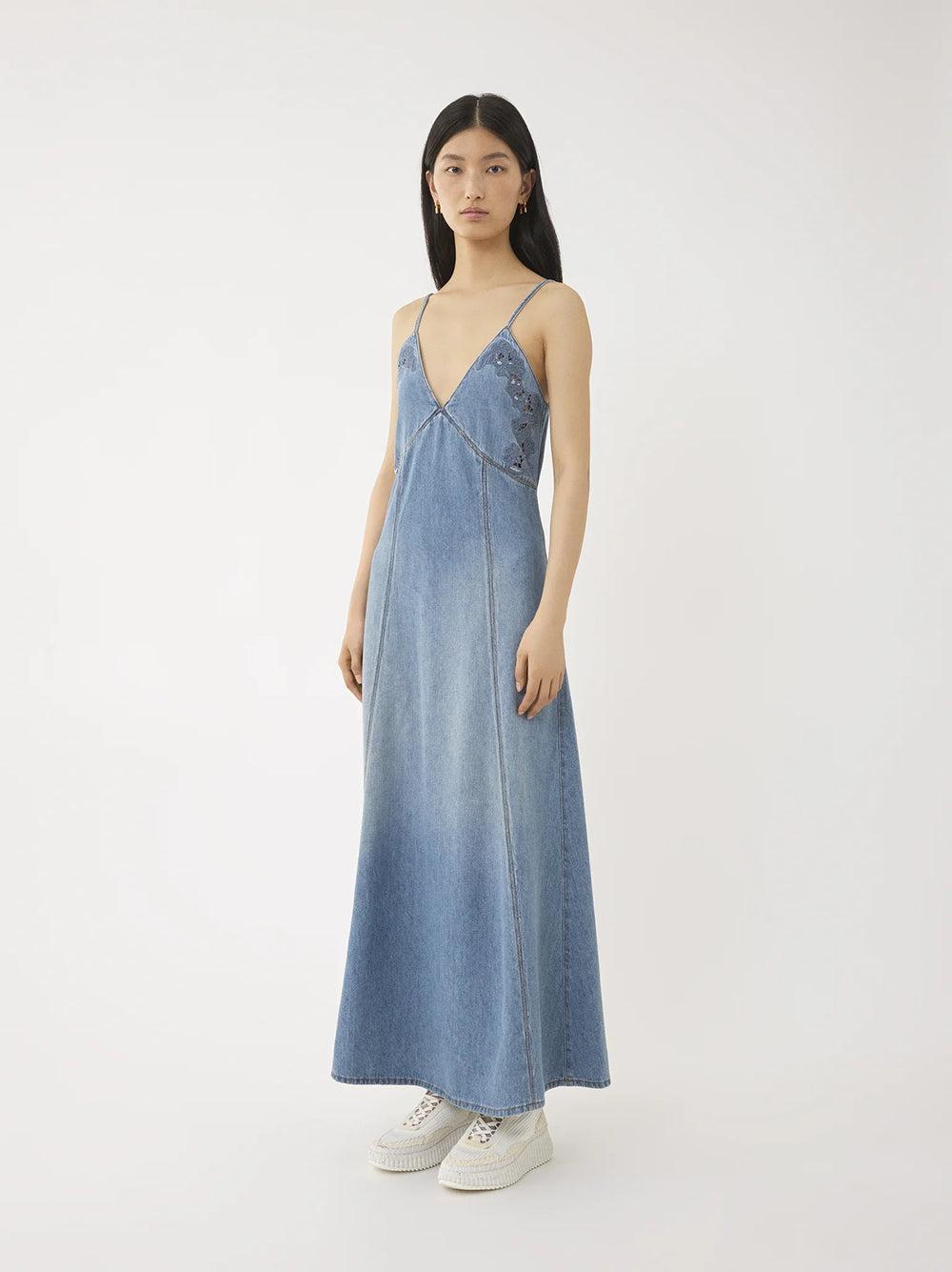 Chloé Long Flare Denim Dress