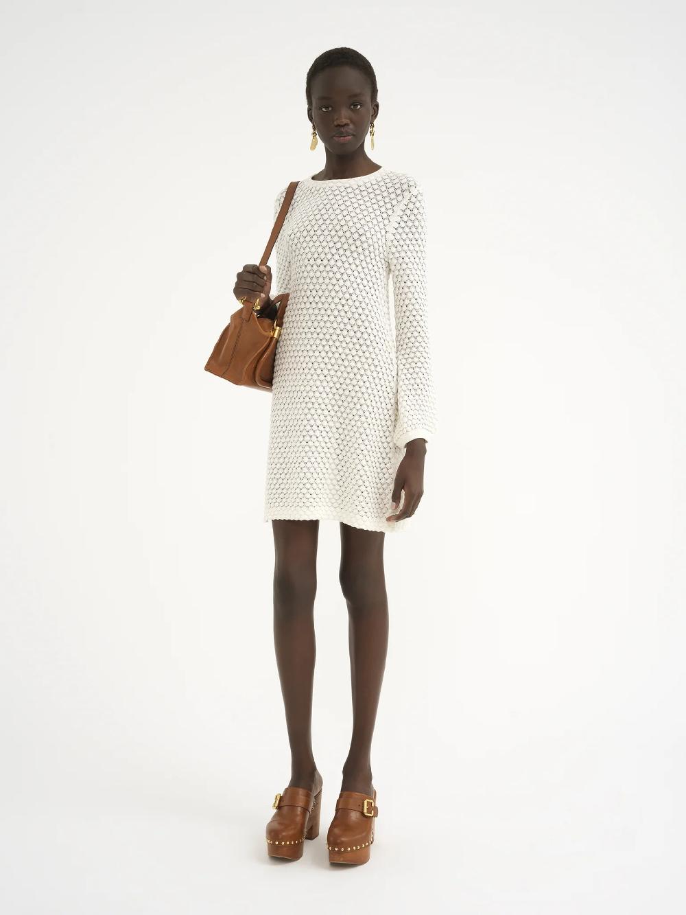 Chloé Mini Dress In Cotton Pointelle
