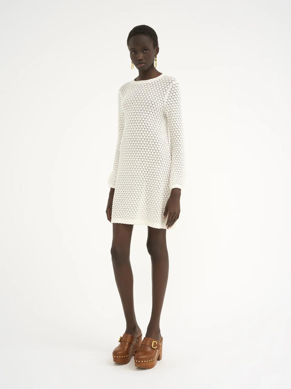 Chloé Mini Dress In Cotton Pointelle