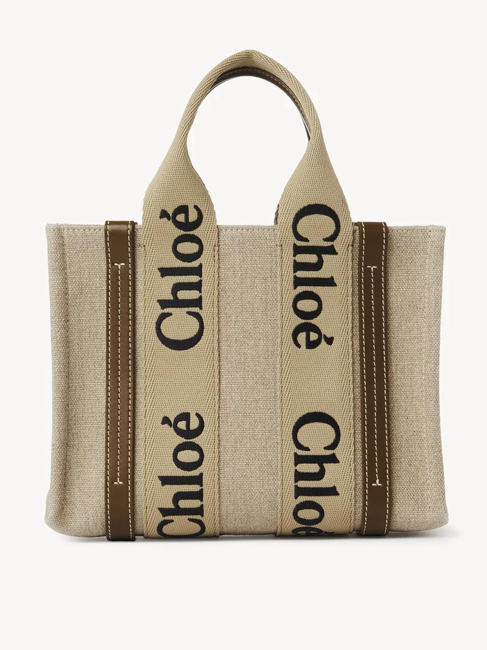 Chloé Woody Small Linen Tote Bag