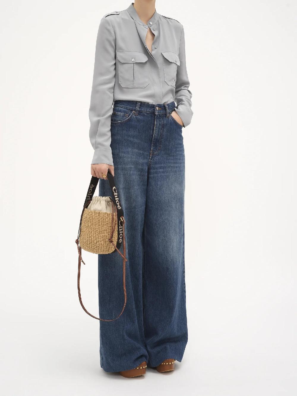 Chloé Woody Small Tote Bag In Natural Fibres