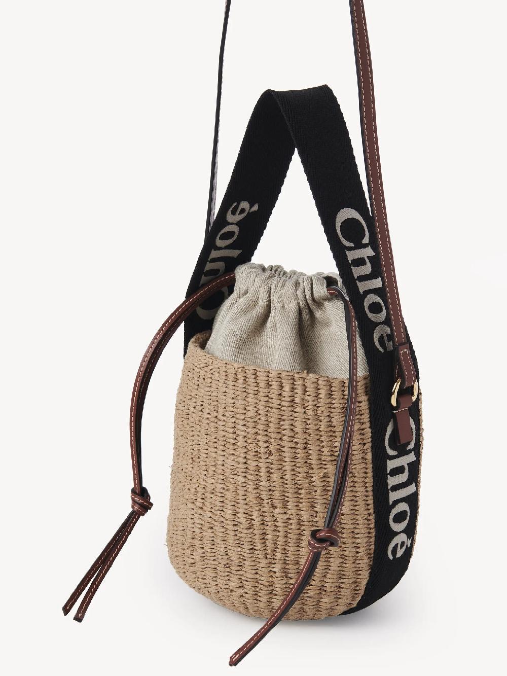 Chloé Woody Small Tote Bag In Natural Fibres