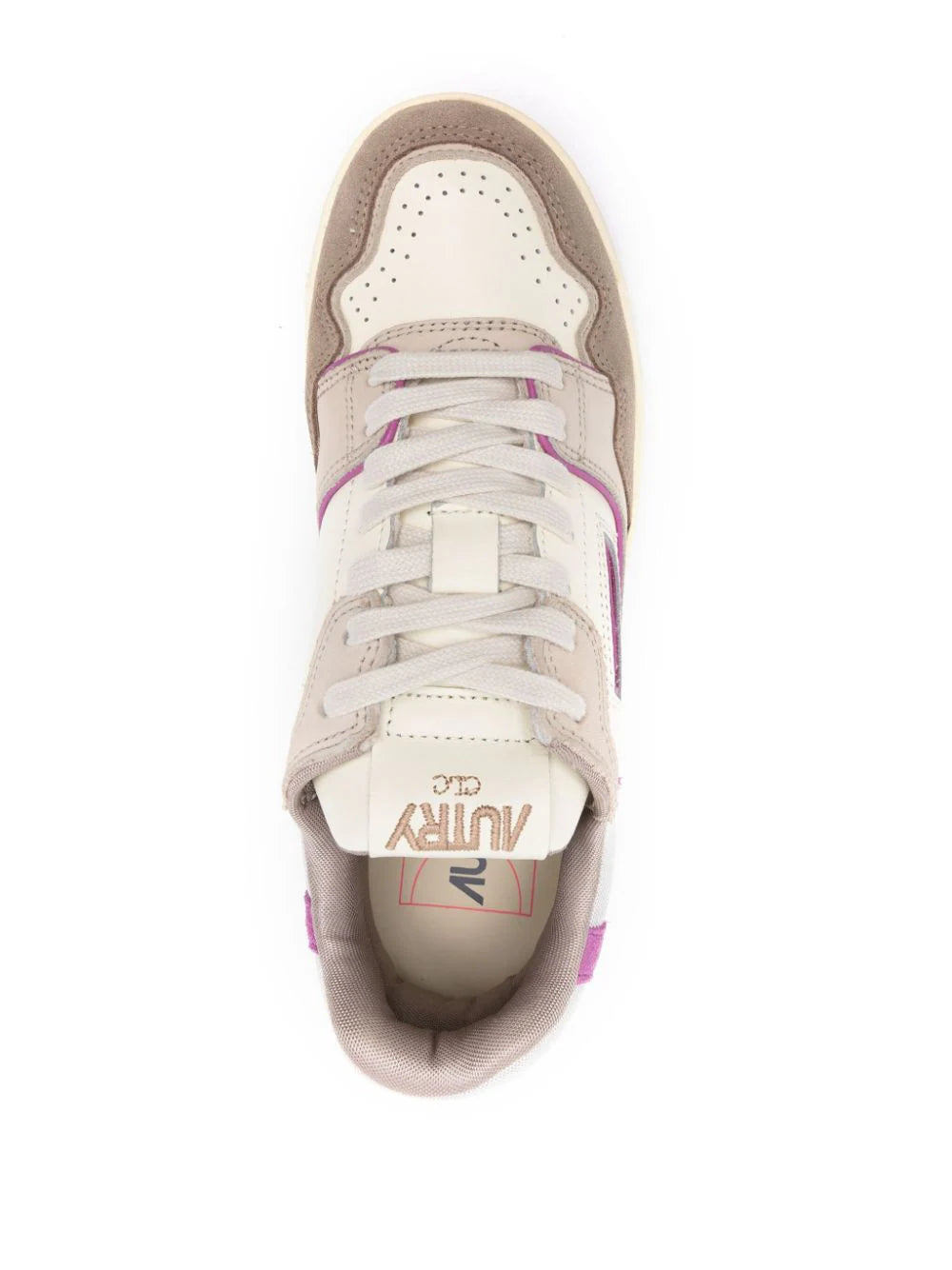 AUTRY Clc Low Sneakers In Fuchsia And Tobacco Suede And Nubuck
