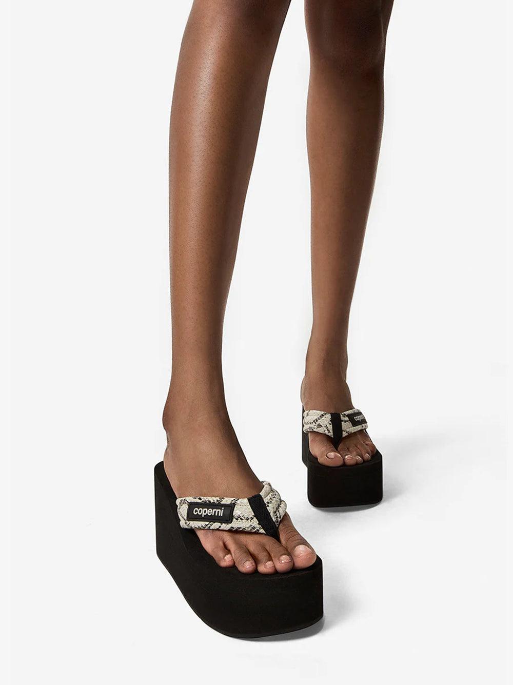 Coperni Snake Print Branded Wedge Sandal