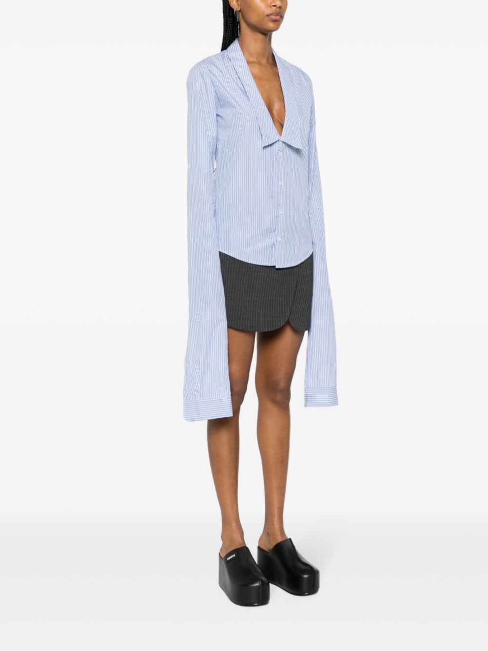 Coperni Stripped Open Collar Shirt