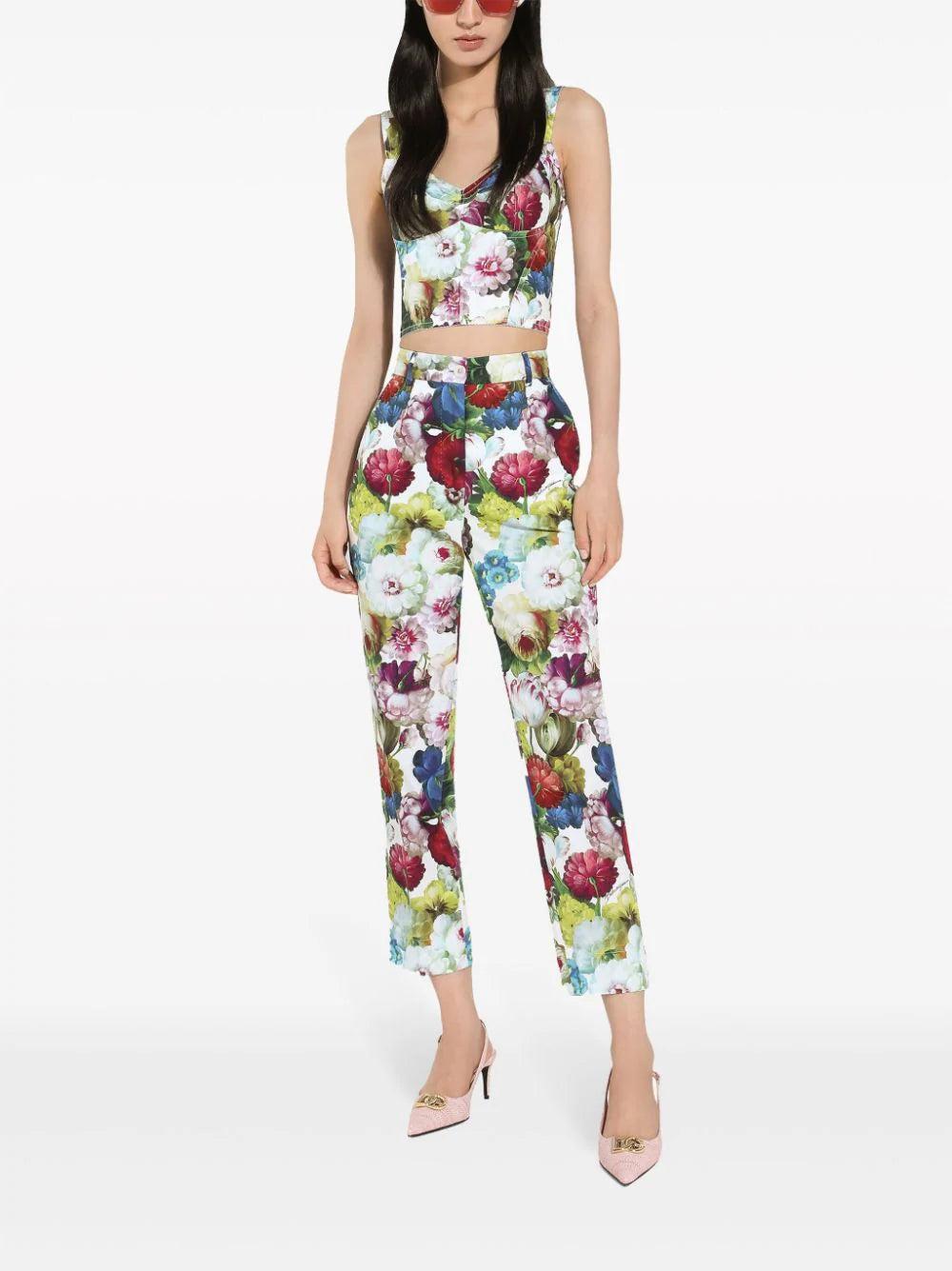 Dolce & Gabbana Corset Top With Nocturnal Flower Print
