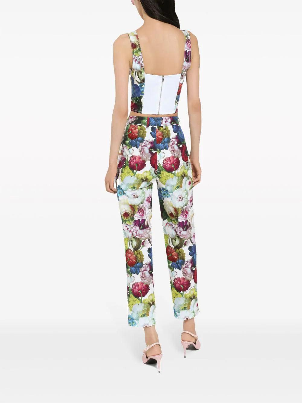 Dolce & Gabbana Corset Top With Nocturnal Flower Print