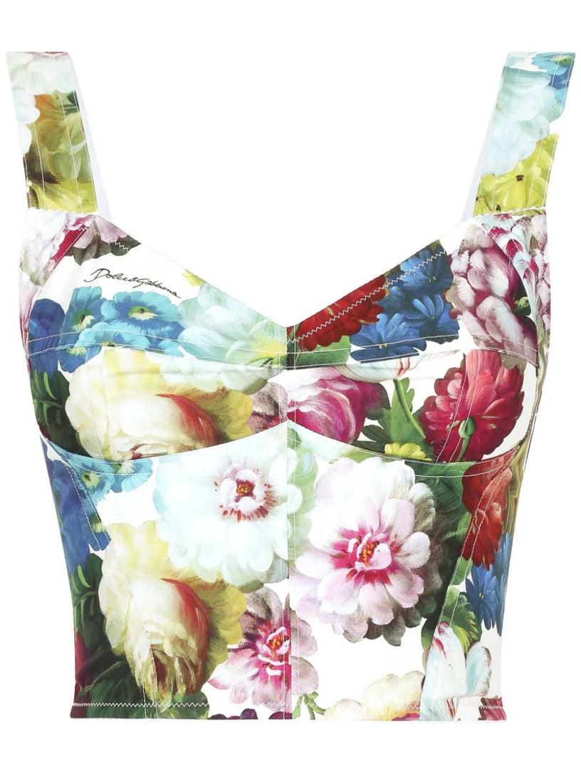 Dolce & Gabbana Corset top with nocturnal flower print