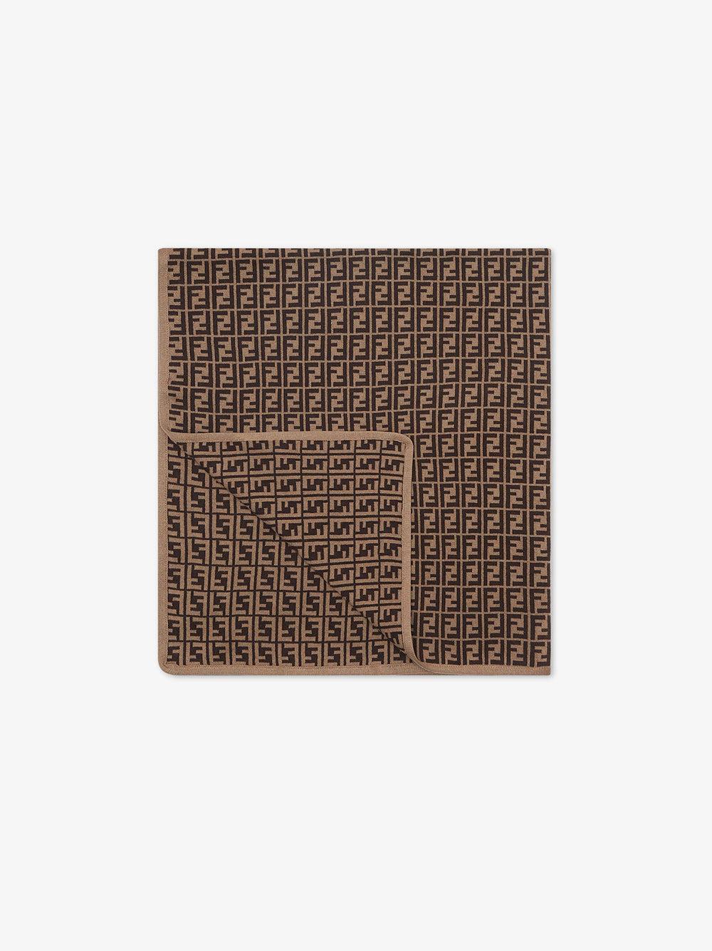 FENDI Kids Cotton And Cashmere Knit Blanket With Ff Logo