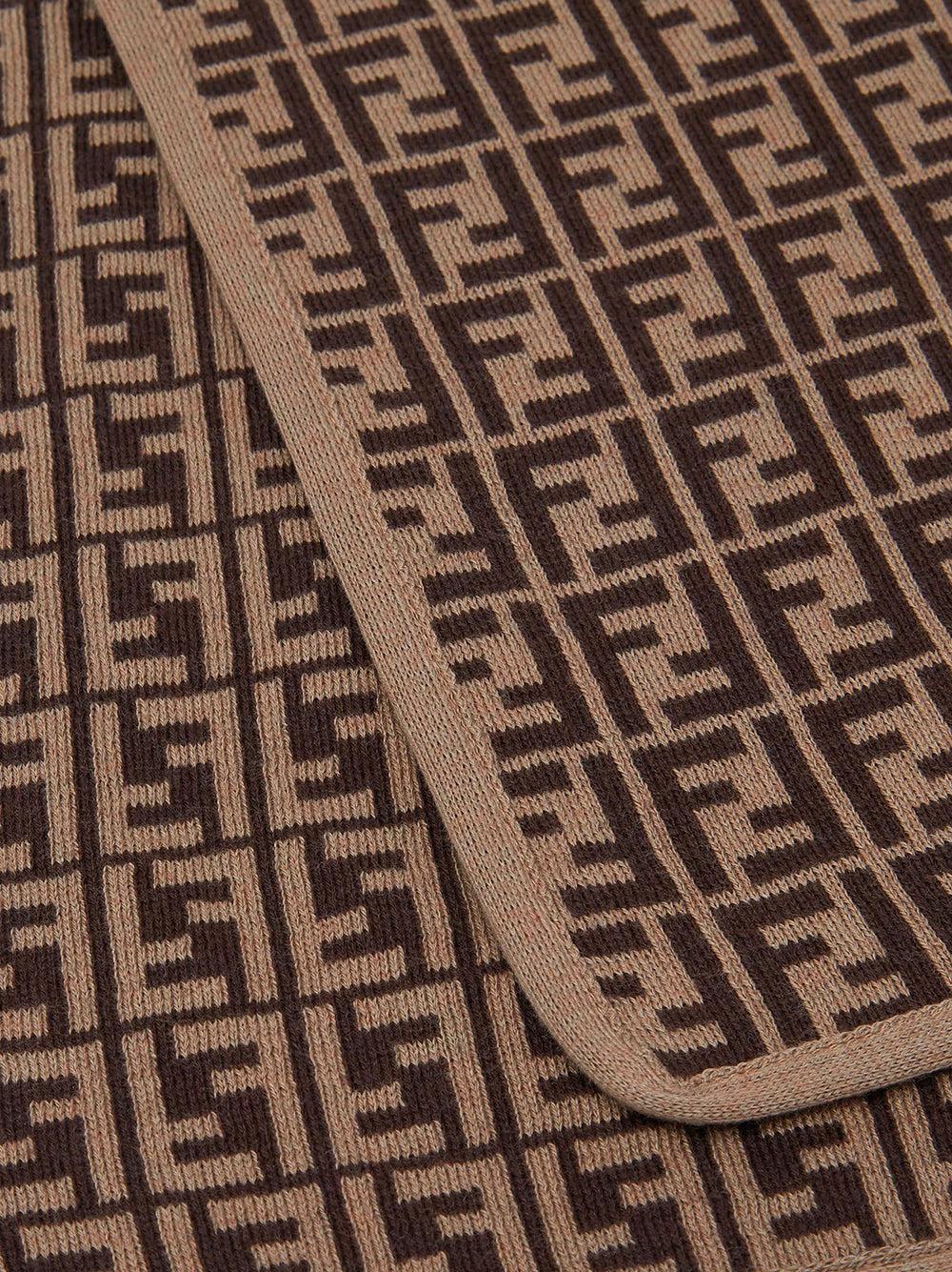 FENDI Kids Cotton And Cashmere Knit Blanket With Ff Logo