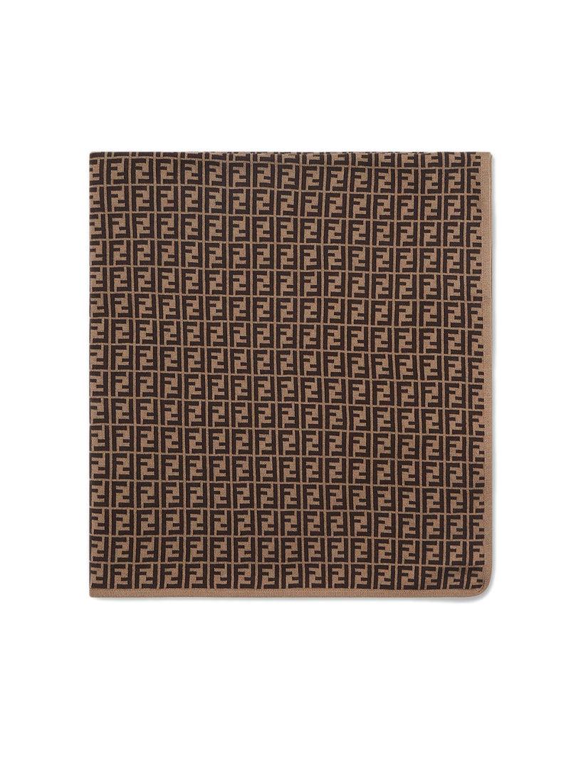 FENDI Kids Cotton and cashmere knit blanket with ff logo
