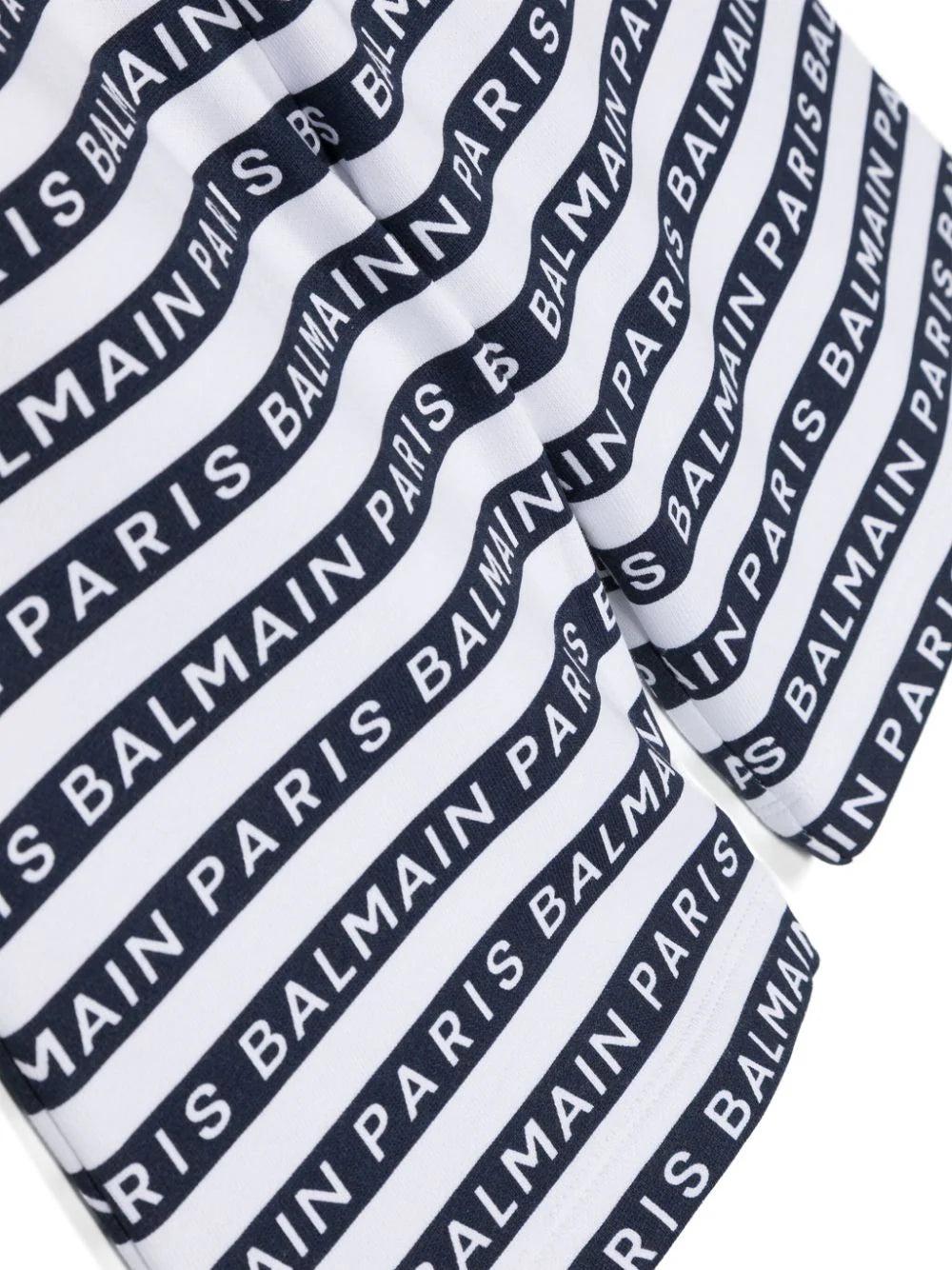 BALMAIN Kids Cotton Shorts With All-over Balmain Logo