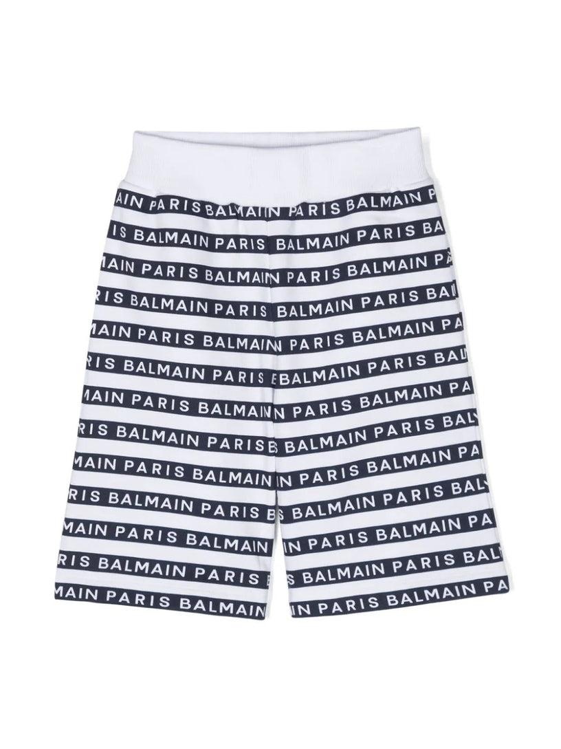 BALMAIN Kids Cotton shorts with all-over balmain logo