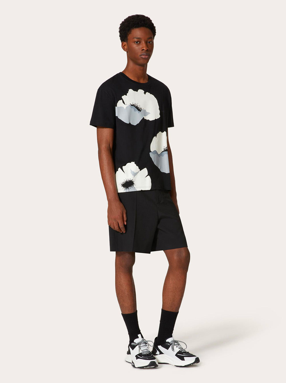 Valentino Garavani Cotton T-shirt With Valentino Flower Portrait Print