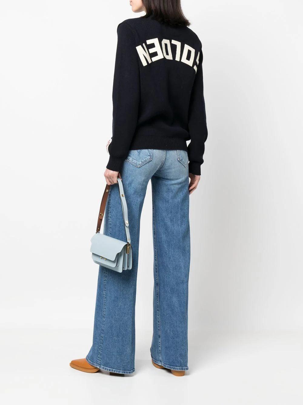 Golden Goose Crew-neck Cotton Sweater With Logo On The Back
