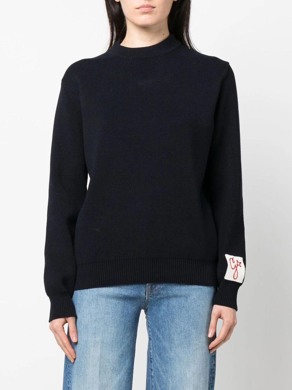 Golden Goose Crew-neck Cotton Sweater With Logo On The Back