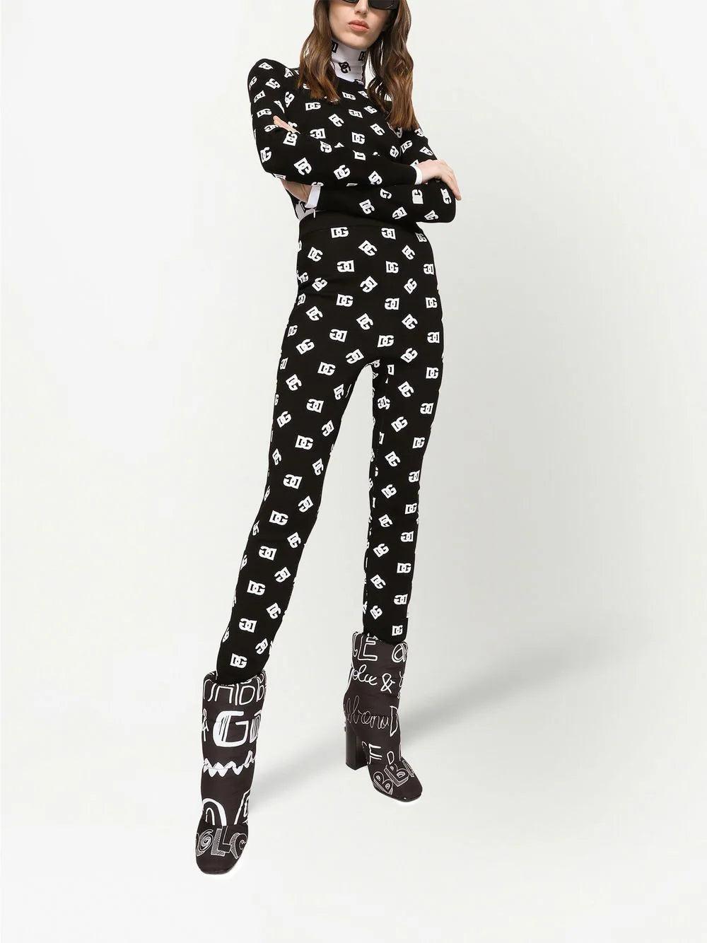 Dolce & Gabbana Cropped Jacquard Sweater With Dg Logo