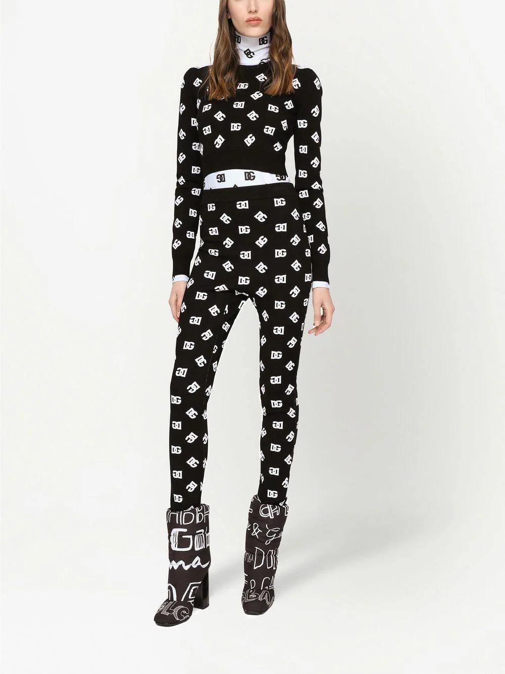 Dolce & Gabbana Cropped Jacquard Sweater With Dg Logo