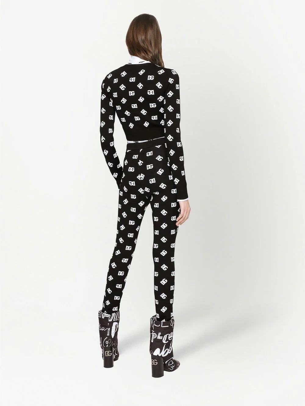 Dolce & Gabbana Cropped Jacquard Sweater With Dg Logo