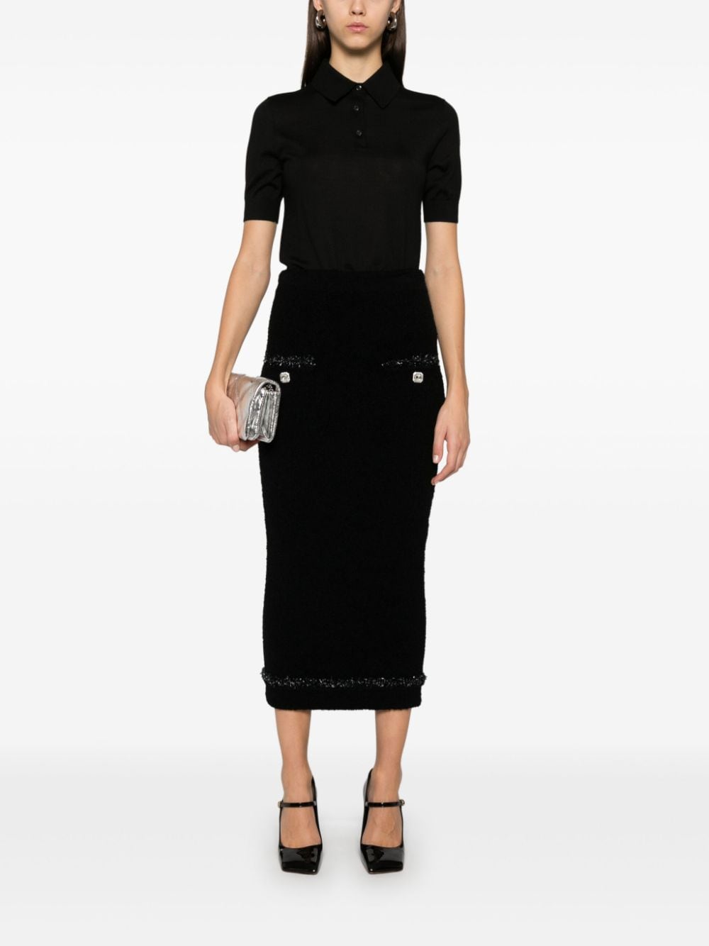 Dolce & Gabbana Cropped Polo Shirt In Cotton And Silk