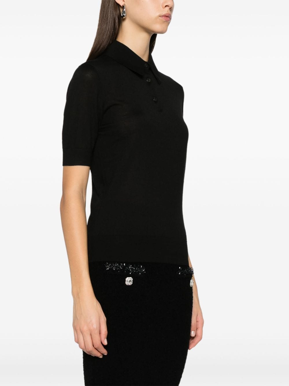 Dolce & Gabbana Cropped Polo Shirt In Cotton And Silk