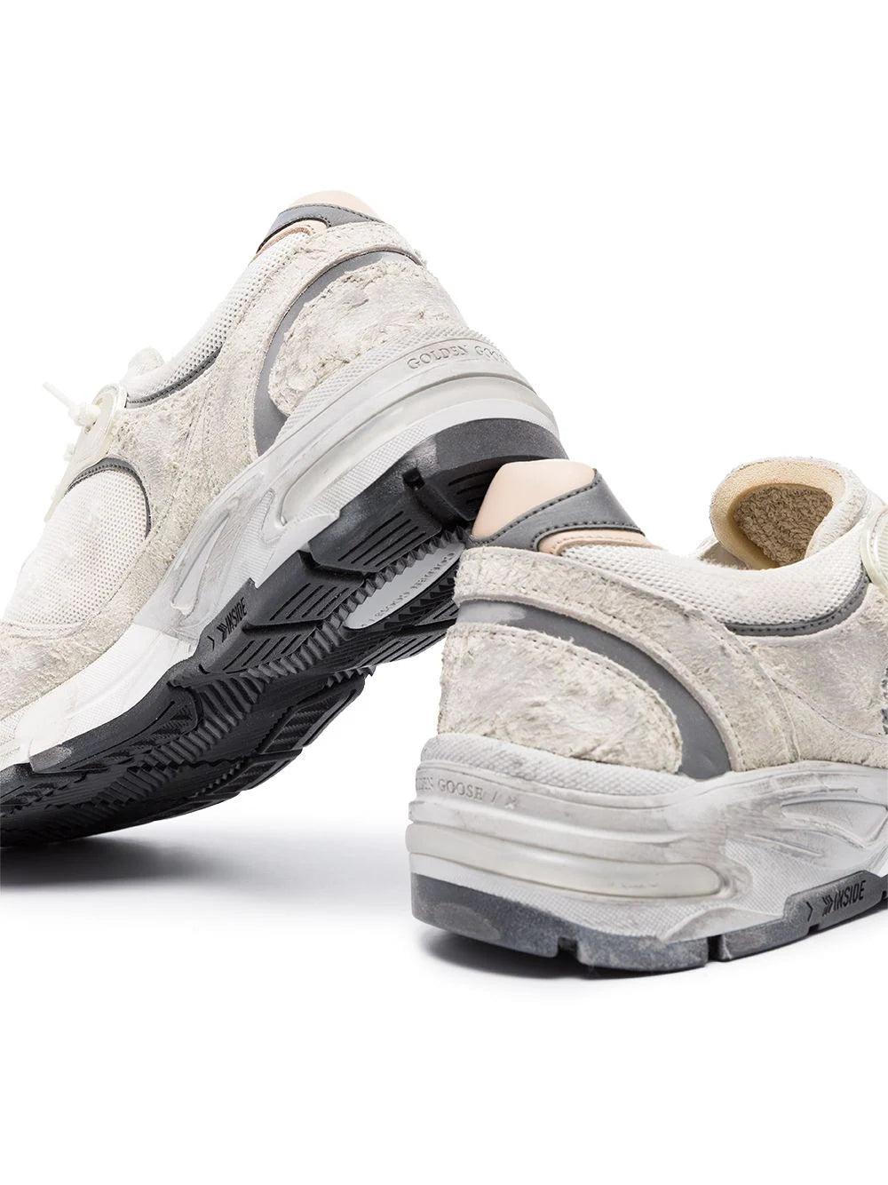 Golden Goose Dad-star Man In White And Gray Suede And White Leather Star