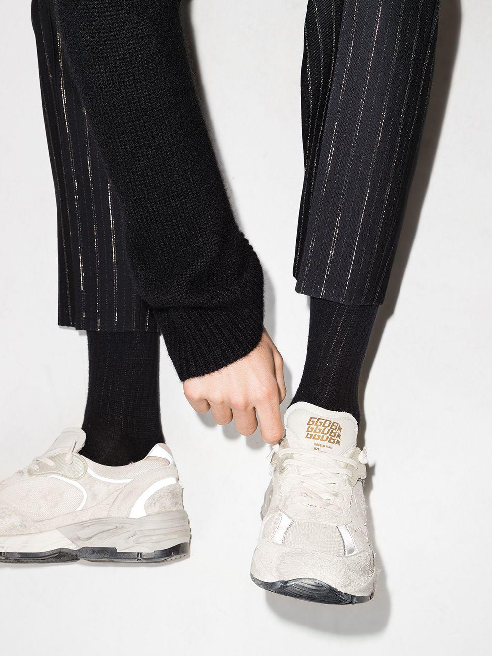 Golden Goose Dad-star Man In White And Gray Suede And White Leather Star
