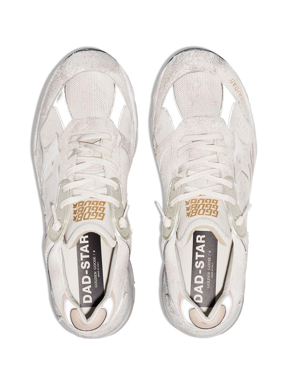 Golden Goose Dad-star Man In White And Gray Suede And White Leather Star