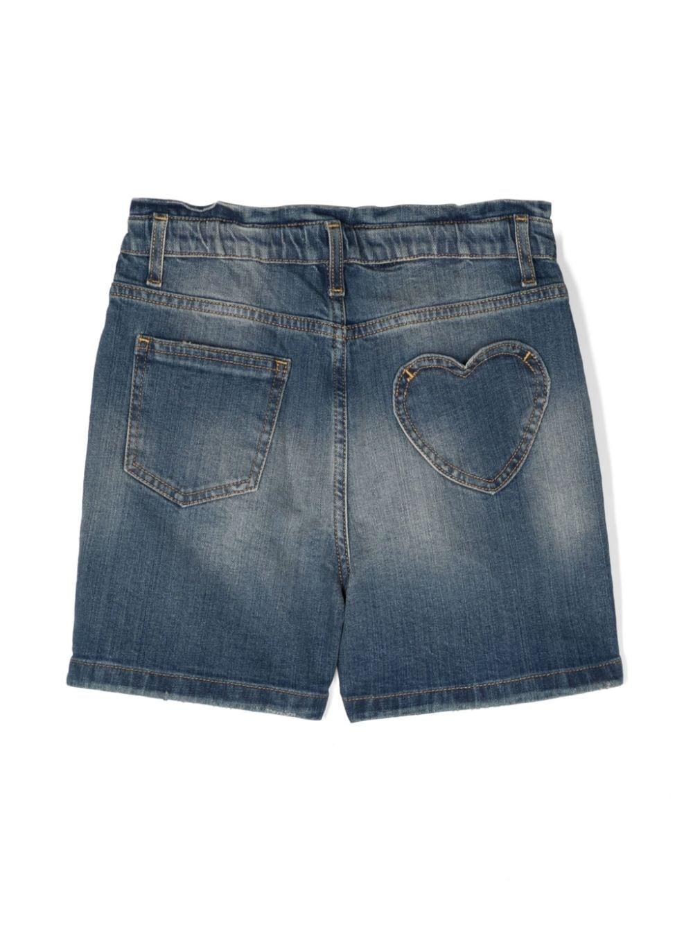 Golden Goose Kids Denim Shorts With Distressed Finish