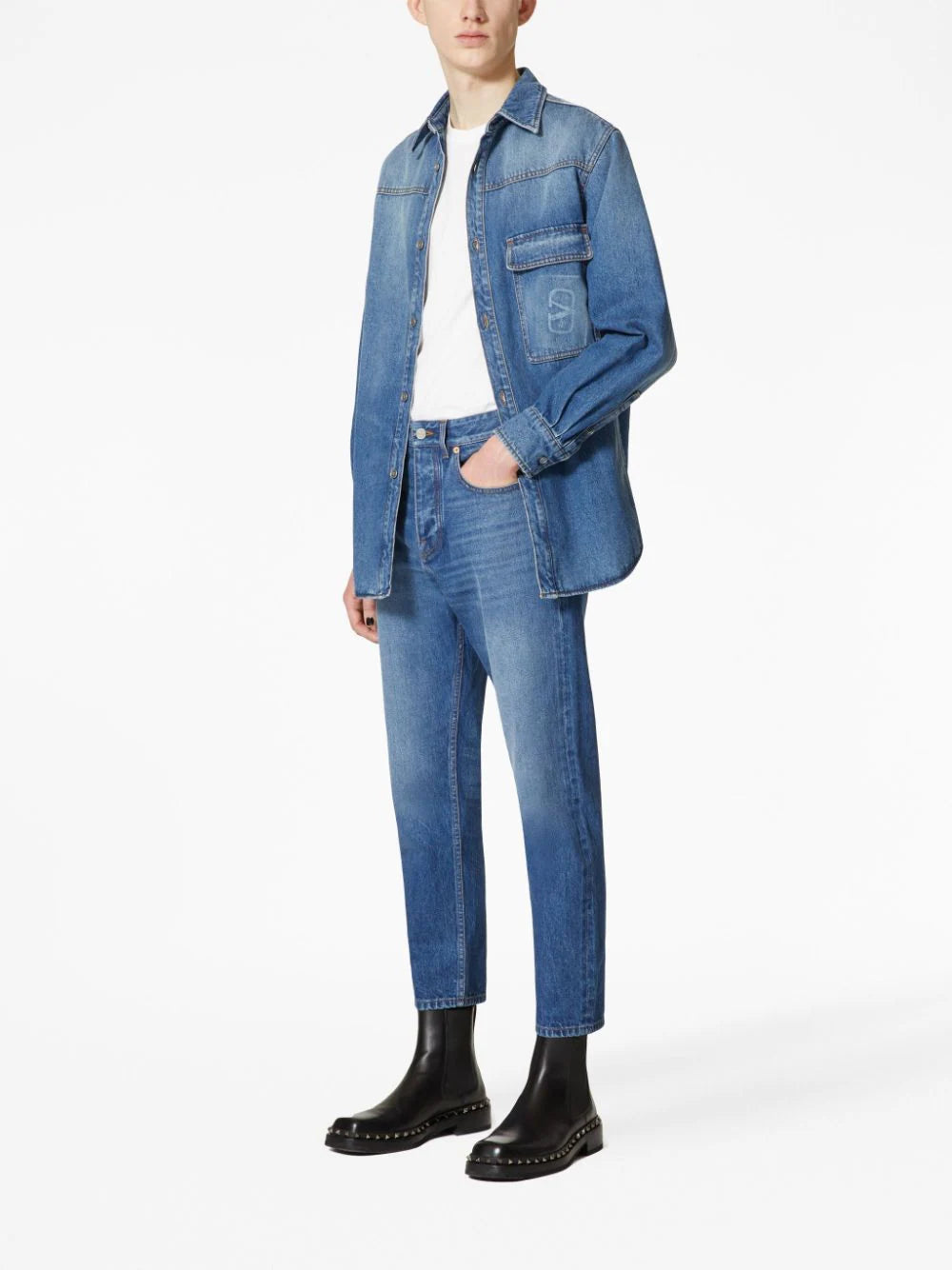 Valentino Garavani Denim Trousers With Embossed Vlogo Signature