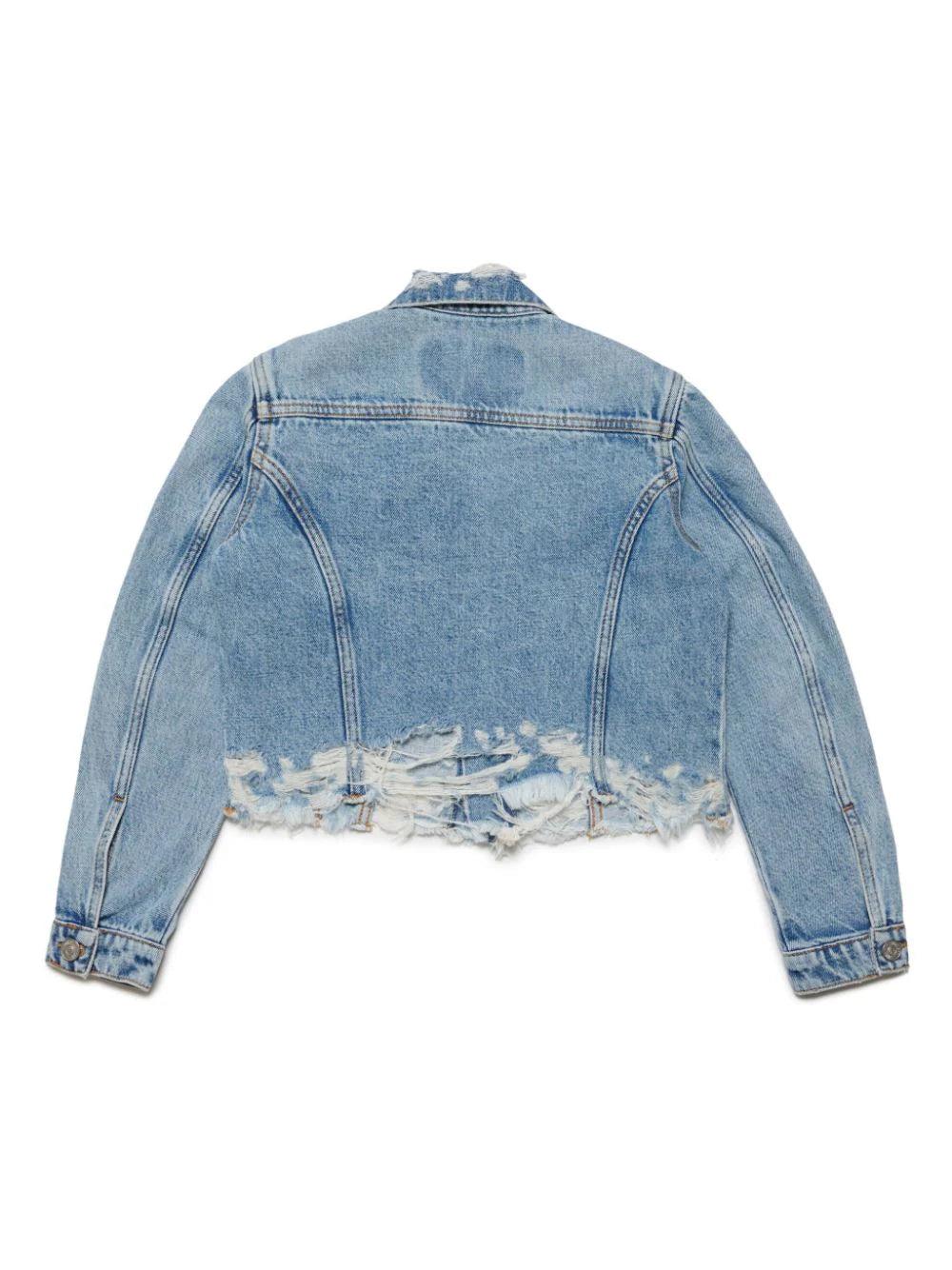 DIESEL Kids Cropped Denim Jacket With Tears