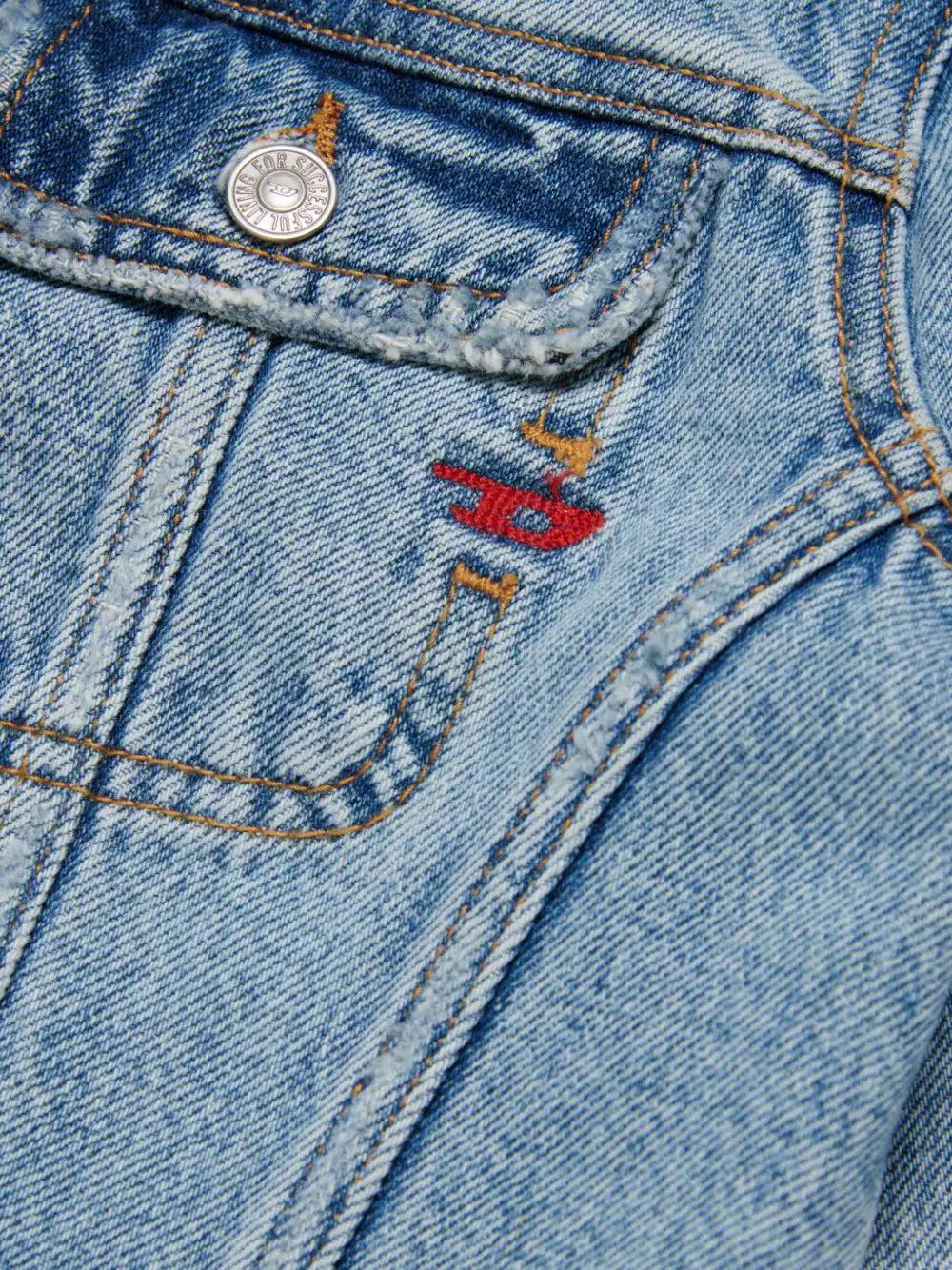 DIESEL Kids Cropped Denim Jacket With Tears